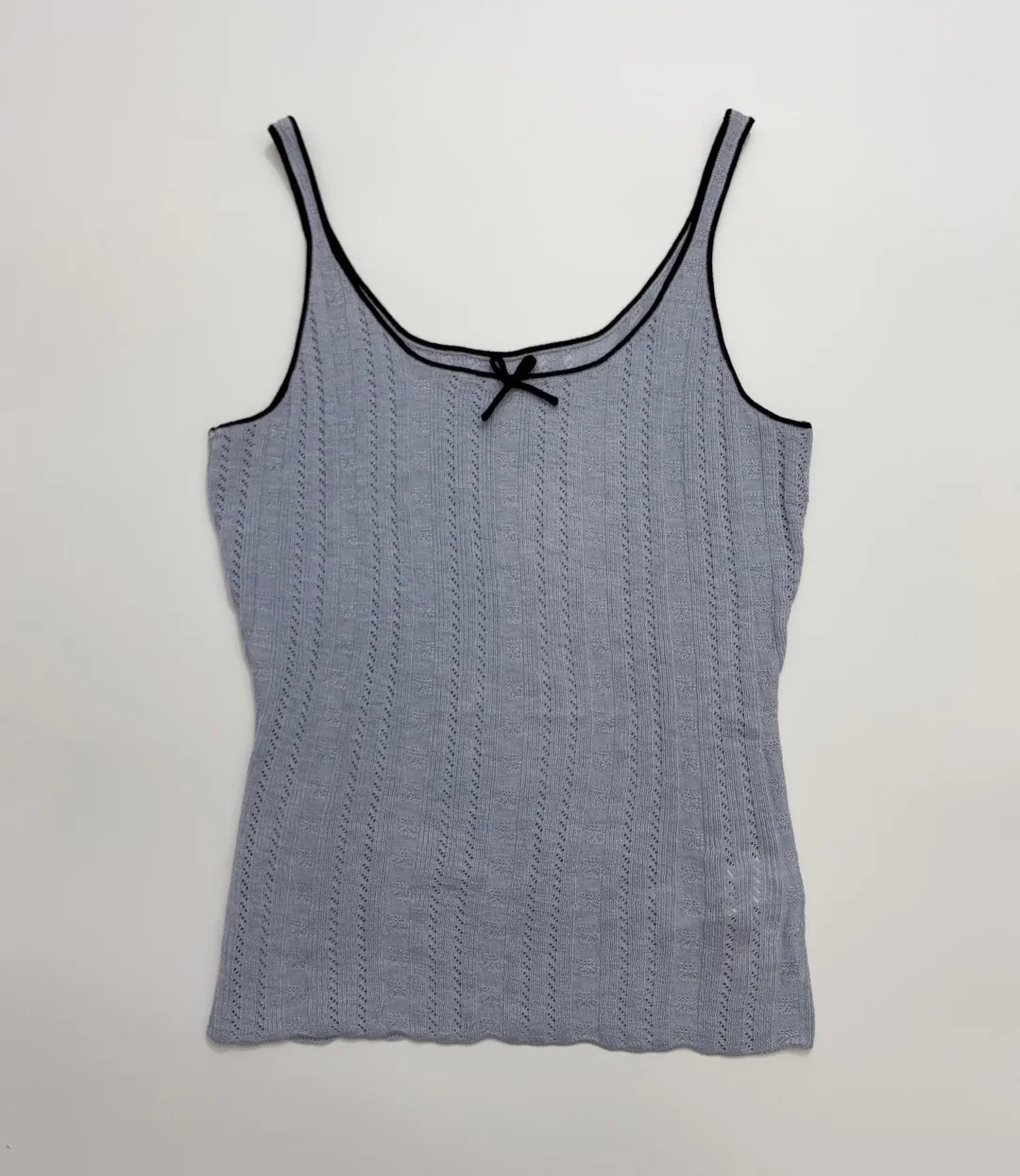2026 Bow Decoration Women's Knitted Tank Top Sleeveless Square Neck Fashion Vest Top