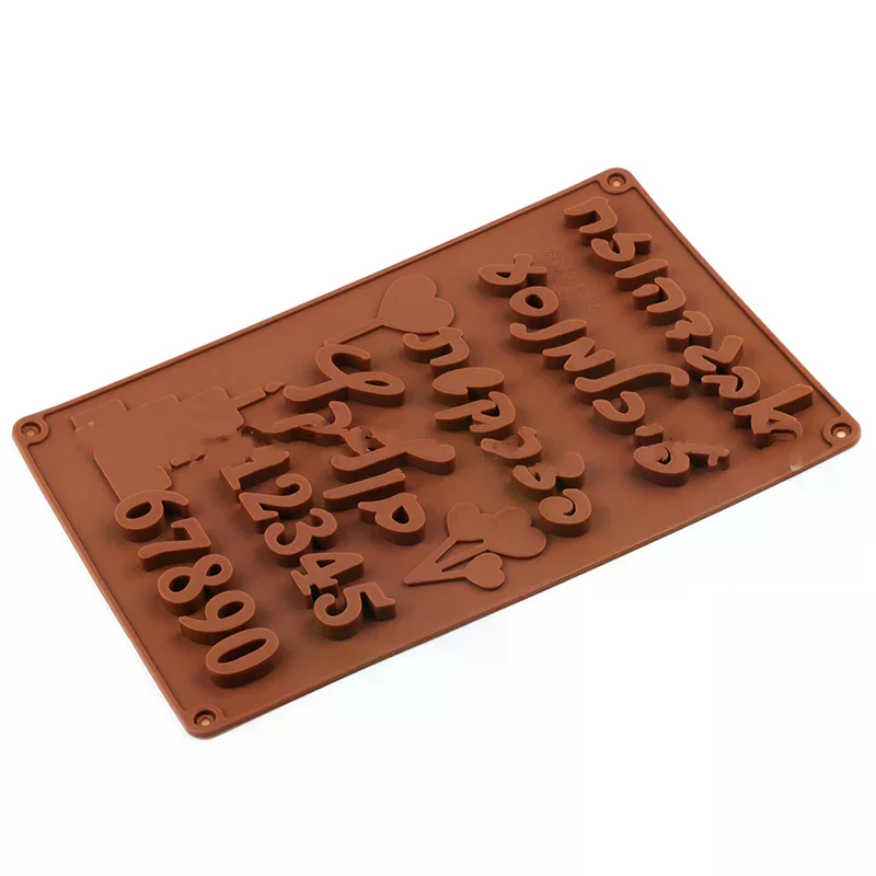 1pc Silicone Mold Tools 3D Hebrew Letters Arabic Numbers DIY Chocolate for Baking Cake Bakeware Mould Decorating
