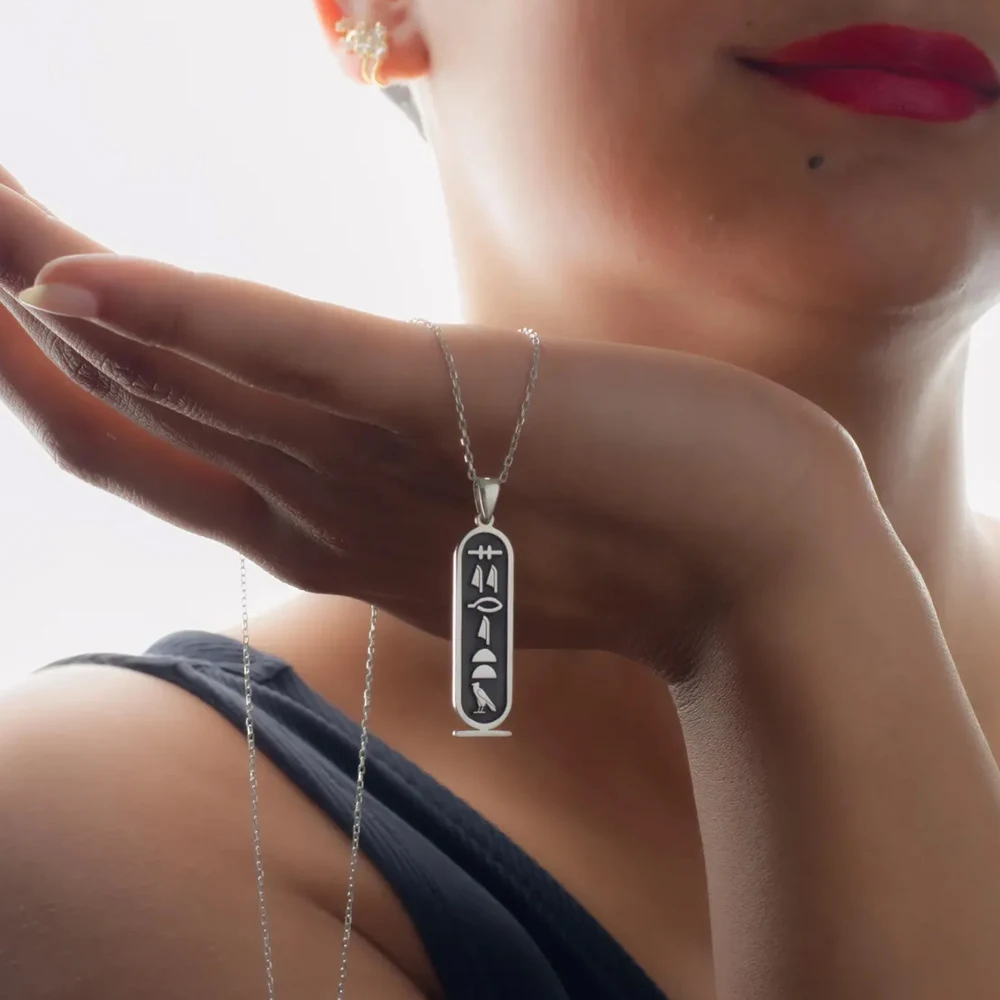 Pendentif cartouche égyptienne gravé pour femmes et hommes, collier personnalisé avec nom en hiéroglyphes, bijoux personnalisés en écriture égyptienne ancienne