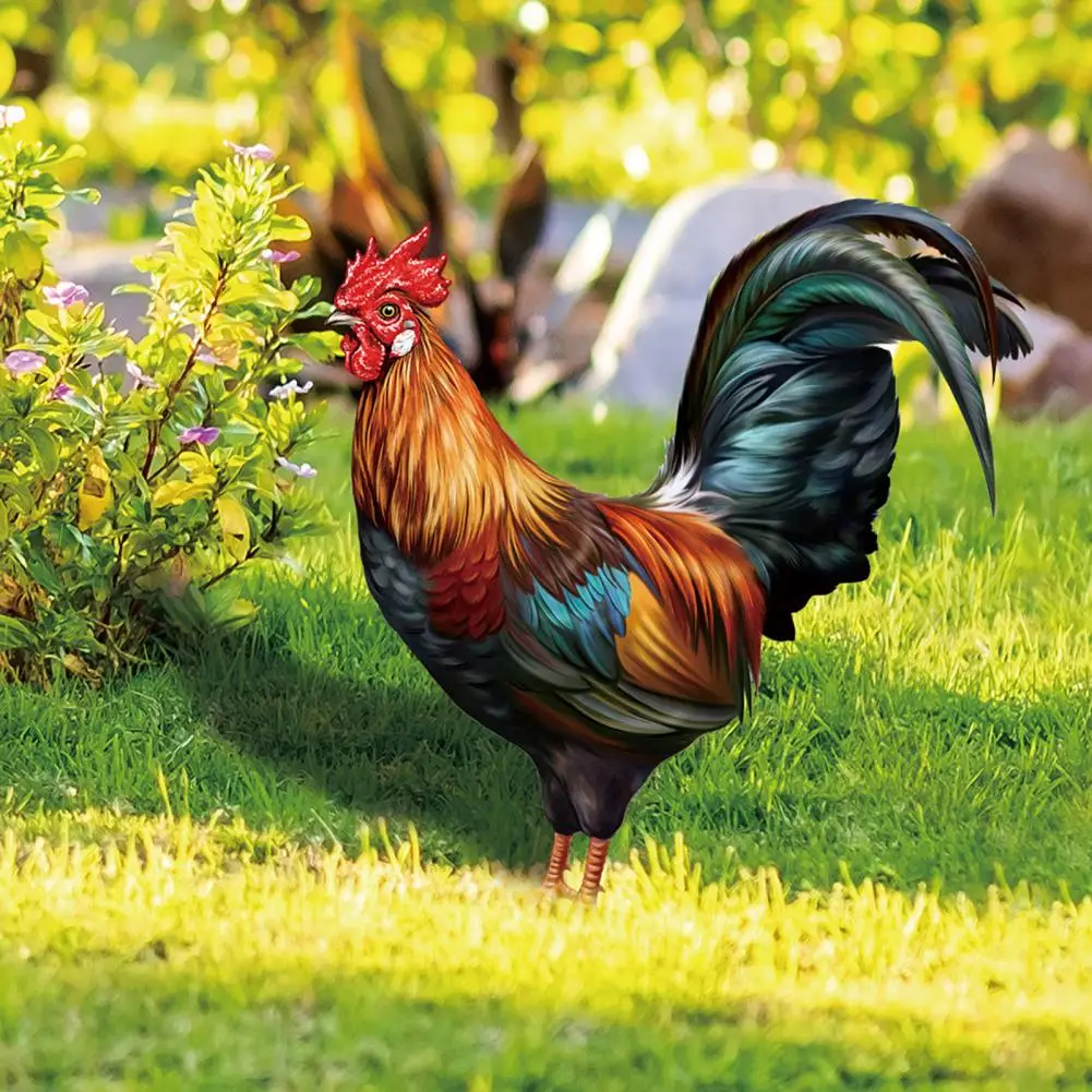 Garden Rooster Statue Chicken Sculpture For Yard Decor Weatherproof Hen Figurine For Patio Backyard Home Outdoor Decoration