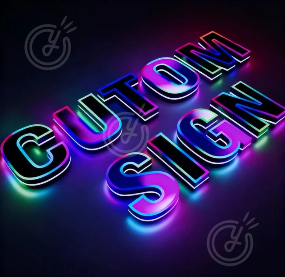 Custom LED Business Logo Sign 3D Sign: Display RGB Pixel Frontlit Advertising Storefront Neon Bar Barber Shop Light Addressable