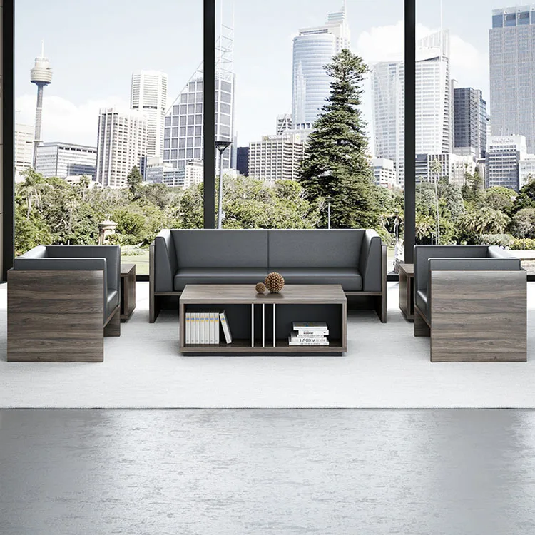 ！@Business Negotiation Office Sofa Coffee Table Combination Modern Meeting Leather Art Leisure Sofa Meeting Guests Reception Sof