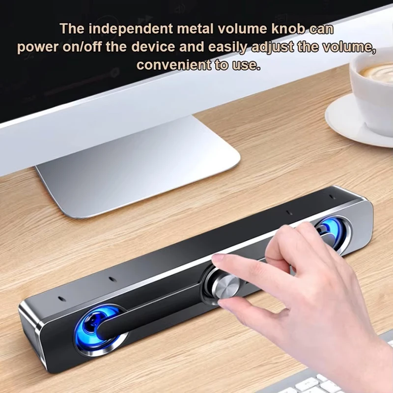 Barra de Sonido Subwoofer Portátil, Altavoz USB, Caja de Sonido, Woofer con Cable para Computadora, PC, Laptop, Audio de Escritorio con Bajos