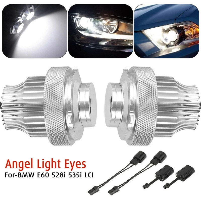 1Pair 20W No Error LED Angel Eyes Halo Ring Light Bulb For-BMW 5-Series E60 E61 LCI