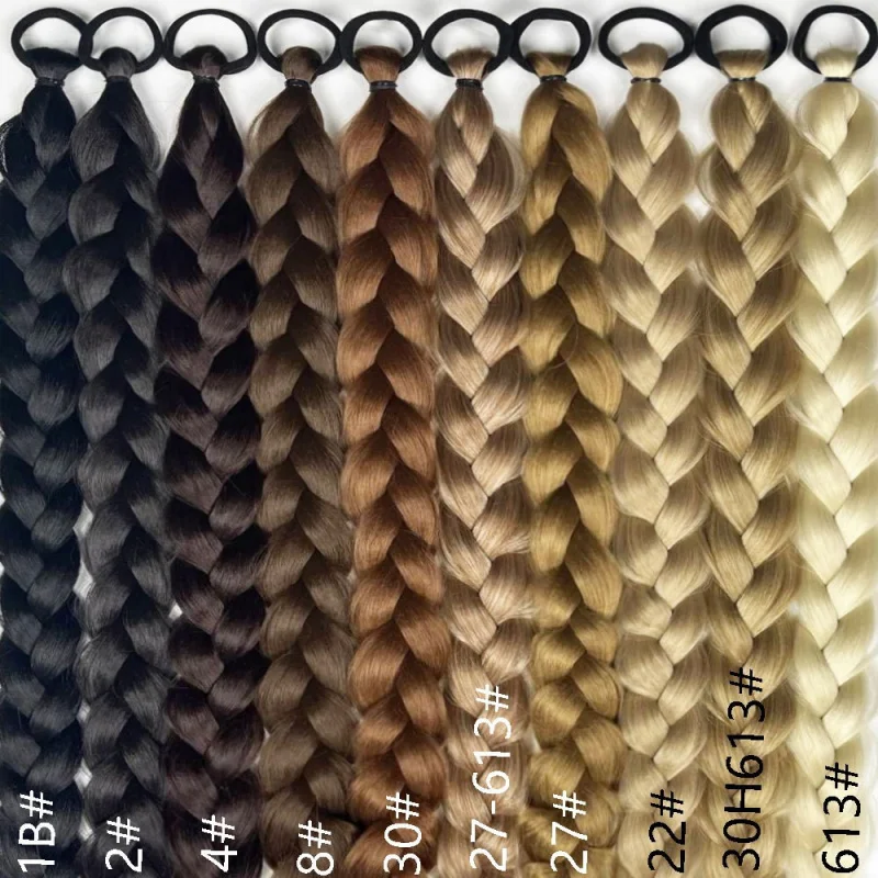 24 Inch Synthetic Long Braided Ponytail Hair Extensions for Women With Elastic Band  Hair Accessories