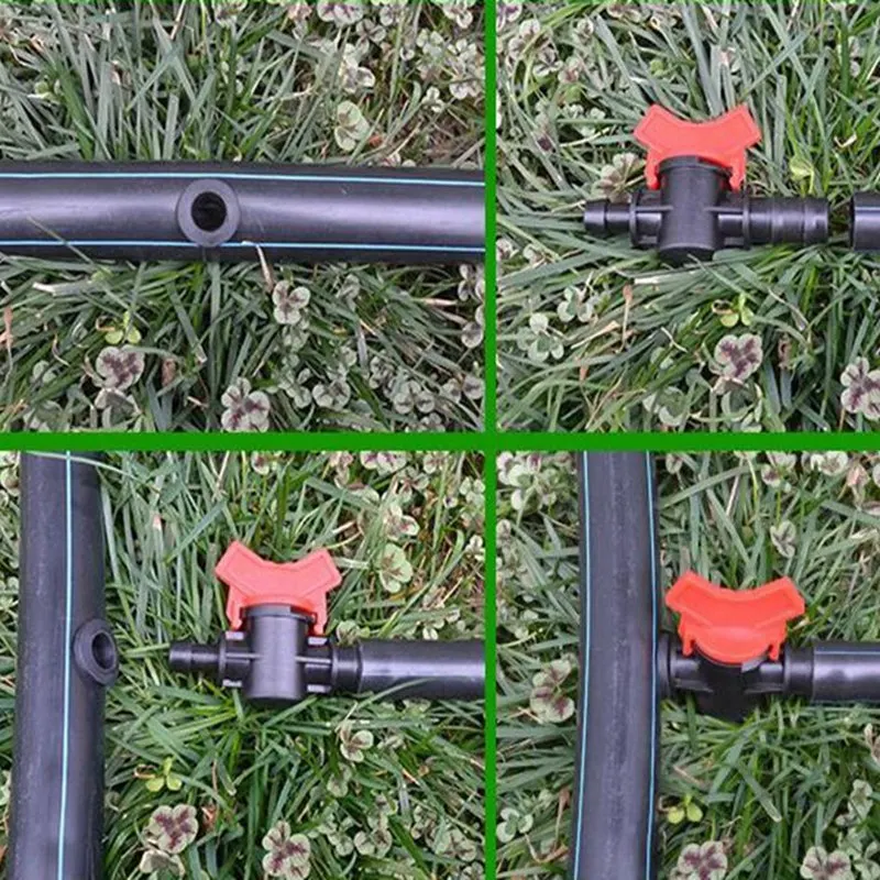 20pcs 16PE Pipe By-pass Valve Greenhouse Irrigation System Pipe Connector Pipe Switch Farm Watering Fittings Mini Ball Valve