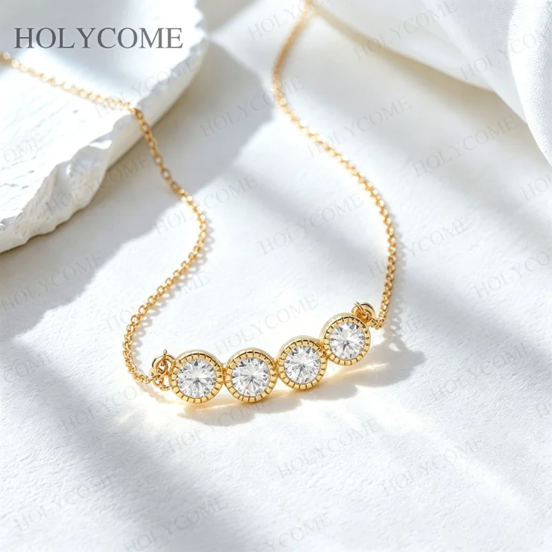 S925 Sterling Silber Halskette Moissanit Diamant Anhänger Rund D-Farbe VVS1 für Damen Party Hochzeit Edel-Schmuck Geschenk – Detail 7