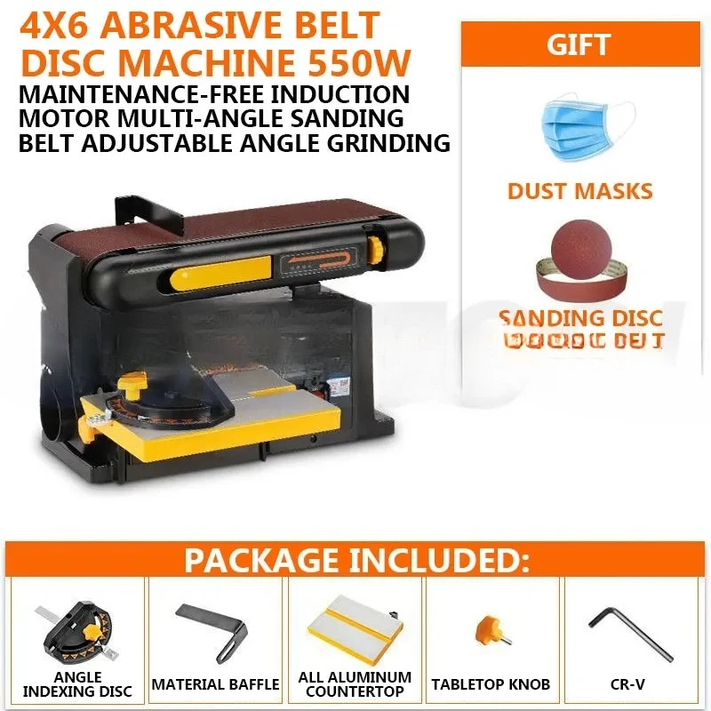 Abrasive Belt Sanding Machine,Woodworking Electric 220V Sandpaper Polishing Machine,0-45° Angle Adjustable 550W/650W/750W