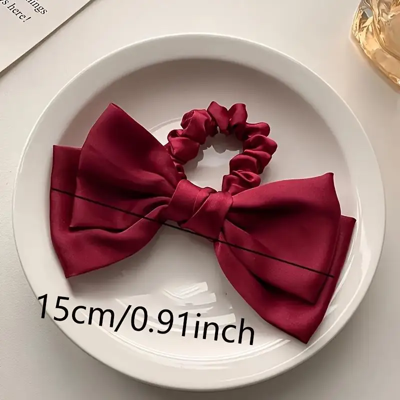 Accessoire texturé de luxe pour usage quotidien, accessoires pour cheveux pour femmes, nœud français, chouchou élastique, élastique à cheveux élégant en satin
