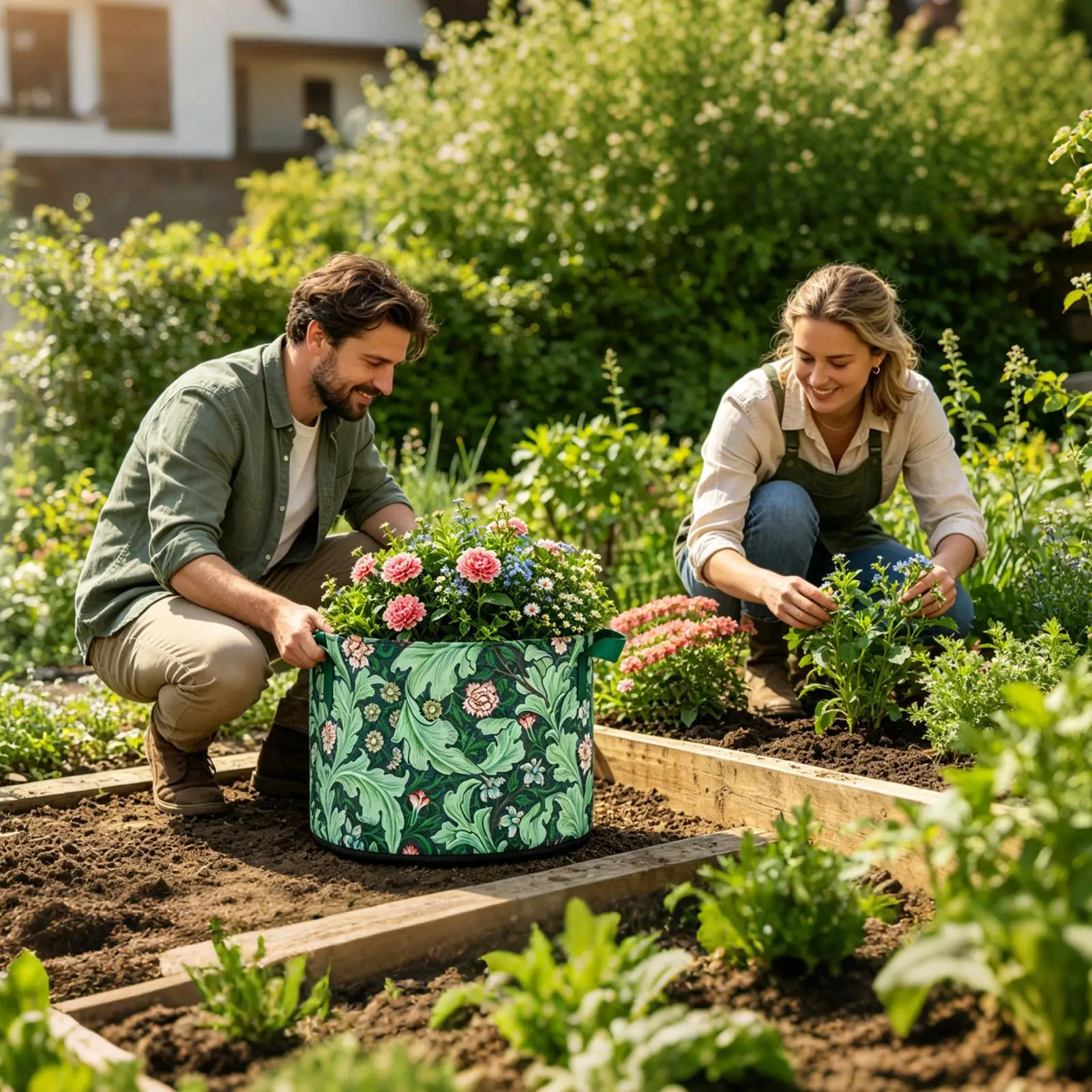 Garden Grow Bags Breathable Thickened Fabric Heavy Duty Pots With Handles Potato Growing Containers For Tomato Flower Lettuce
