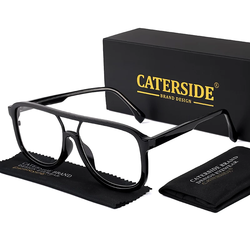 CATERSIDE Anti Blaues Licht Gläser für Männer Retro Große TR + Metall Rahmen Frauen Brillen Flache Top Doppel Brücke Punk marke Brillen – Detail 9