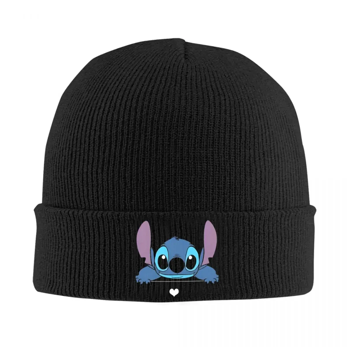 Cute Stitch Heart Love Knitted Hat Autumn Winter Beanie Baggy Cartoon Cap Unisex Acrylic Casual Skullcap