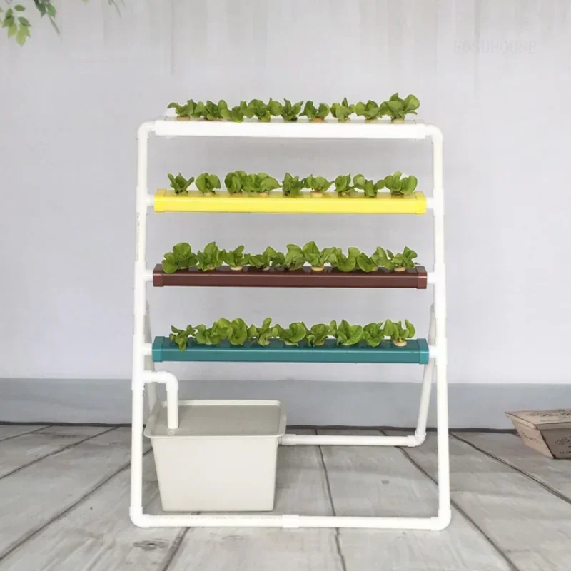 

Garden Soilless Hydroponic System Equipment Balcony PVC-U Pipe Hydroponics Vegetable Planting Rack Ladder Hydroponic Planter
