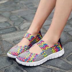 New Women's Shoes Summer Fashion Handmade Flat Sneakers Breathable Lightweight Hand-woven Shallow Mouth Women's Casual Shoes