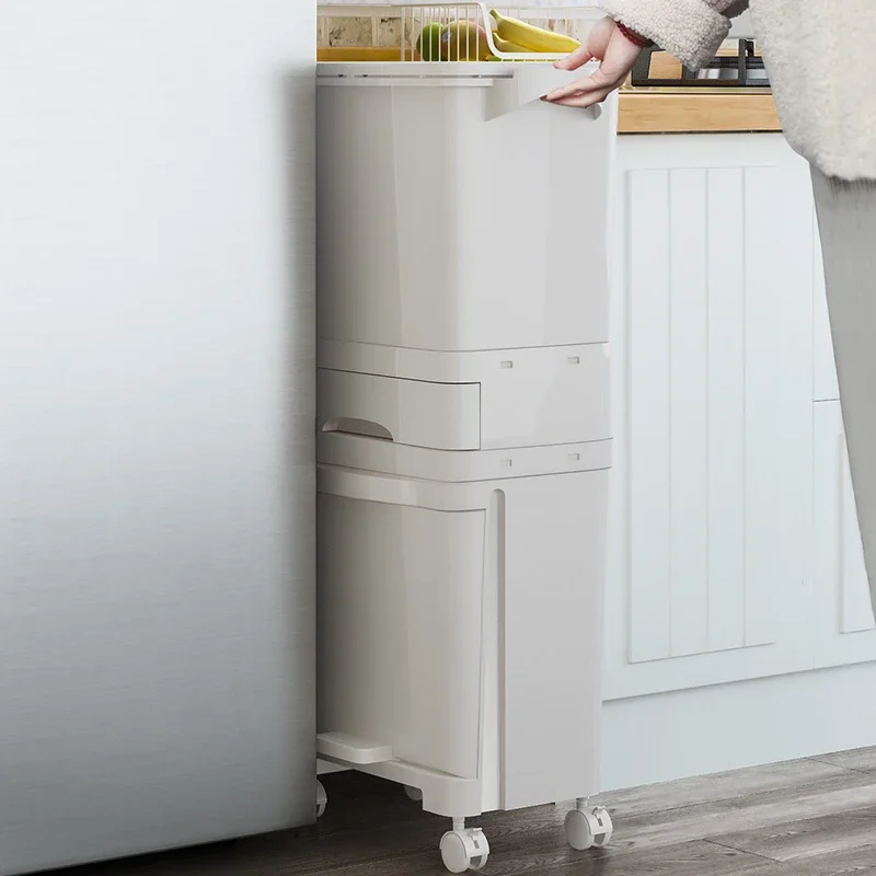 

Kitchen Recycle Bin Household Trash Can Dry and Wet Separation Rubbish Classification Bin