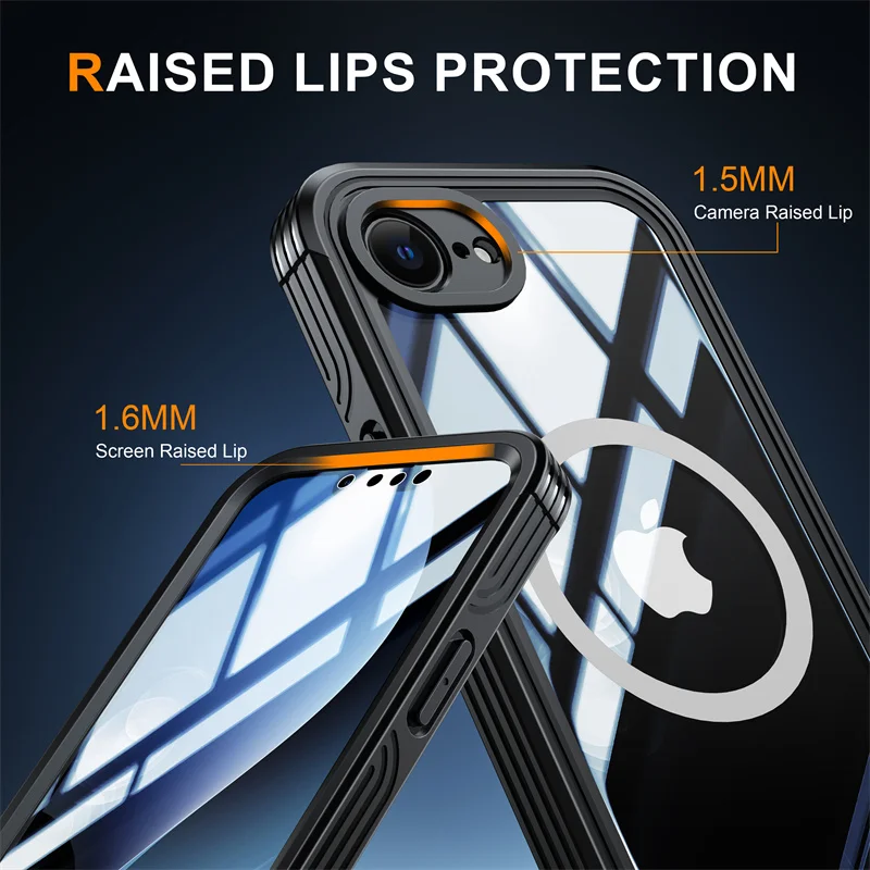 حافظة مغناطيسية لحماية الجسم بالكامل لهاتف آيفون 16e 17 Air 16 Pro Max Plus واقي شاشة Magsafe مقاوم للصدمات Fundas Coque