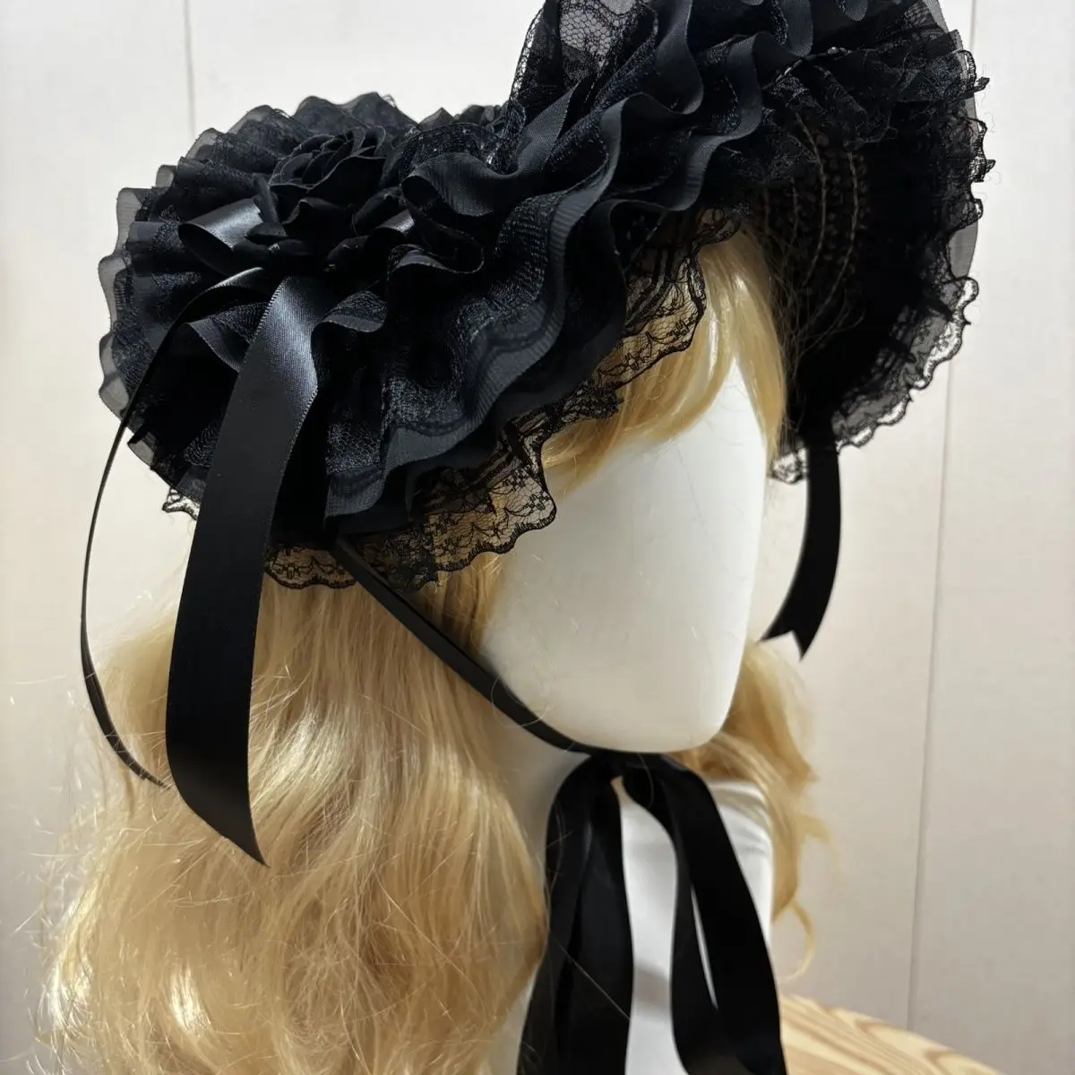 

Original Design Fairy Lolita Bonnet Riibbon Bow Cap Summer Tea Party Cute Gilrs Lace Fascinator Hat Cosplay Gothic Headpiece