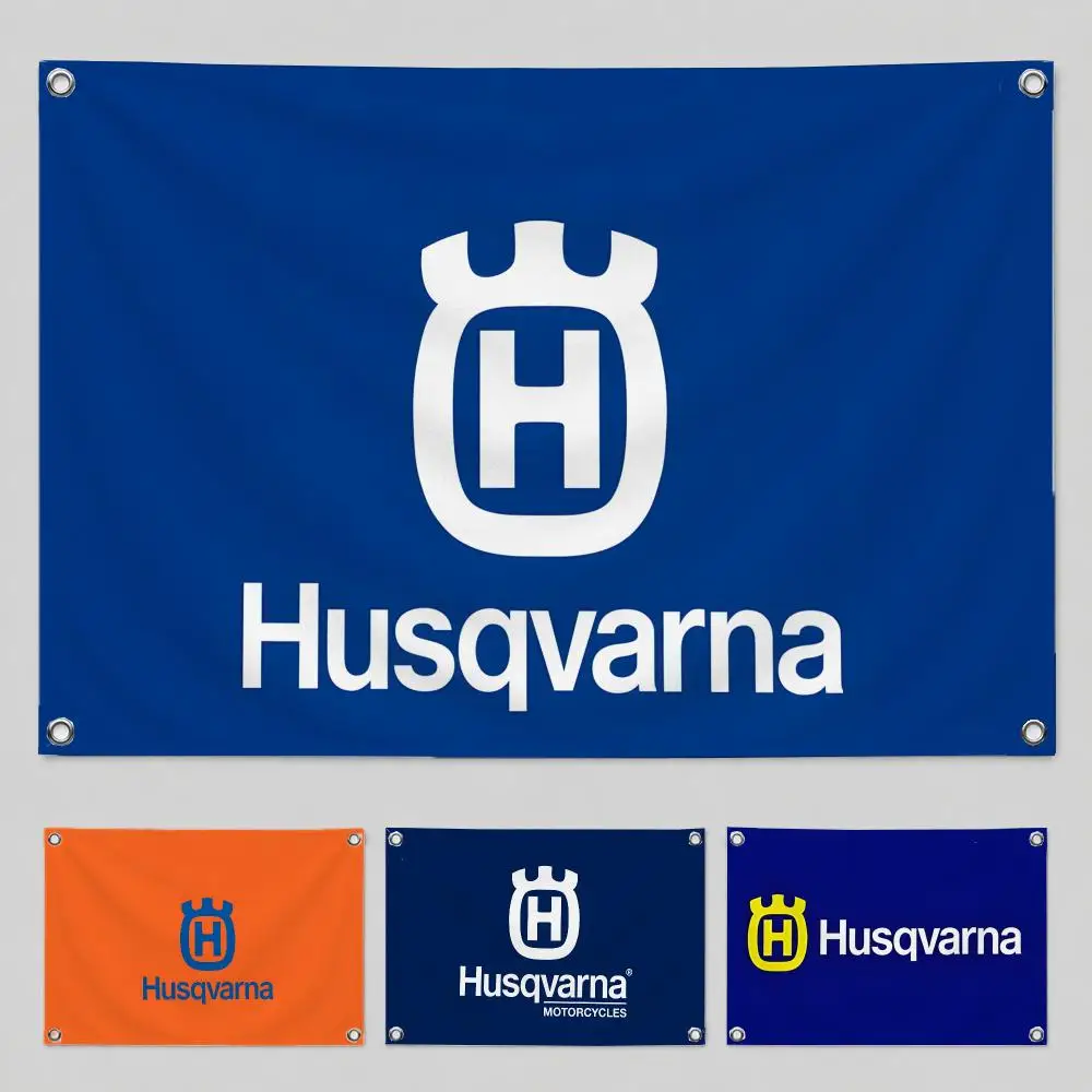 Brand Husqvarna Flags Home Yard & Garden Decor Banner - Indoor Outdoor Wall Hanging Flag