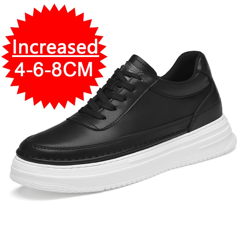 Men Leather 6/8CM Invisible Inner Height Increasing Shoes Outdoor Fashion For With Thick Soles Breathable Men Shoes Formal Shoes