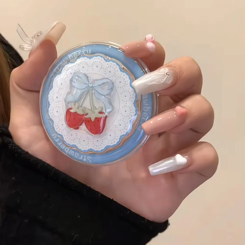 

Милый бант с клубникой для Magsafe Griptok, держатель для телефона, подставка для кольца на палец, поддержка iPhone 17 Pro 16, универсальные аксессуары