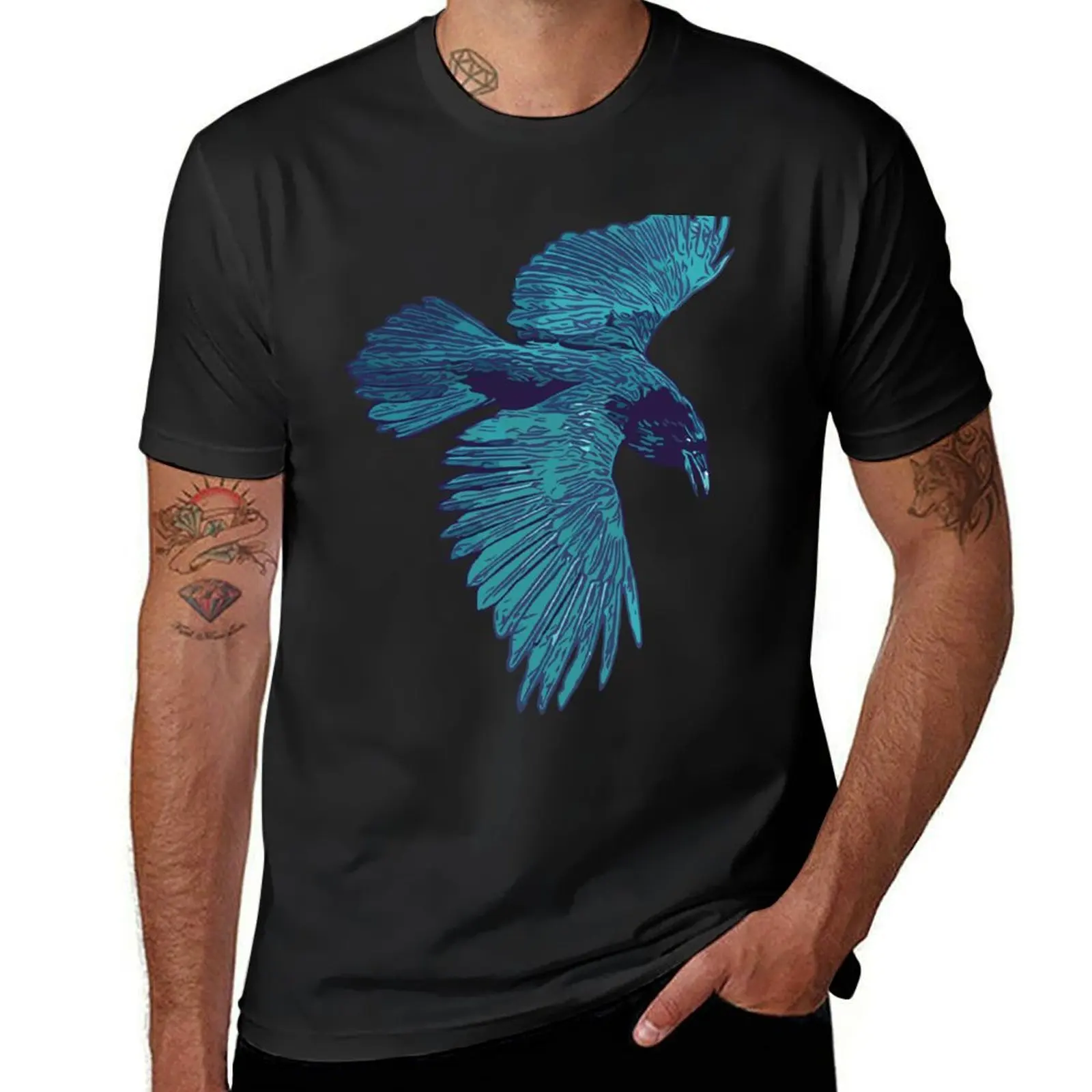 Soaring Raven T-Shirt Aesthetic clothing tops T-shirt men