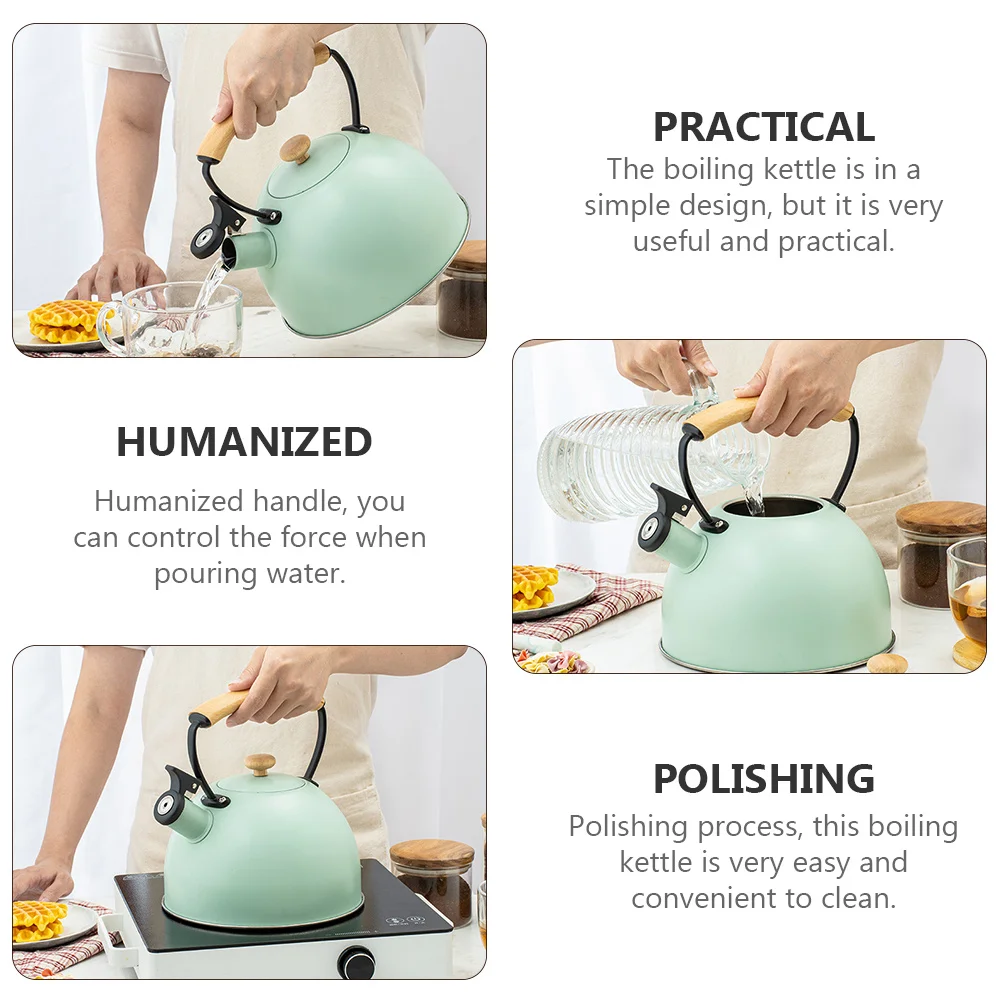 

1Pcs Anti-Scald Boiling Kettle Stainless Steel Tea Kettle Flat Bottom Easy Clean Ergonomic Handle for Outside Use