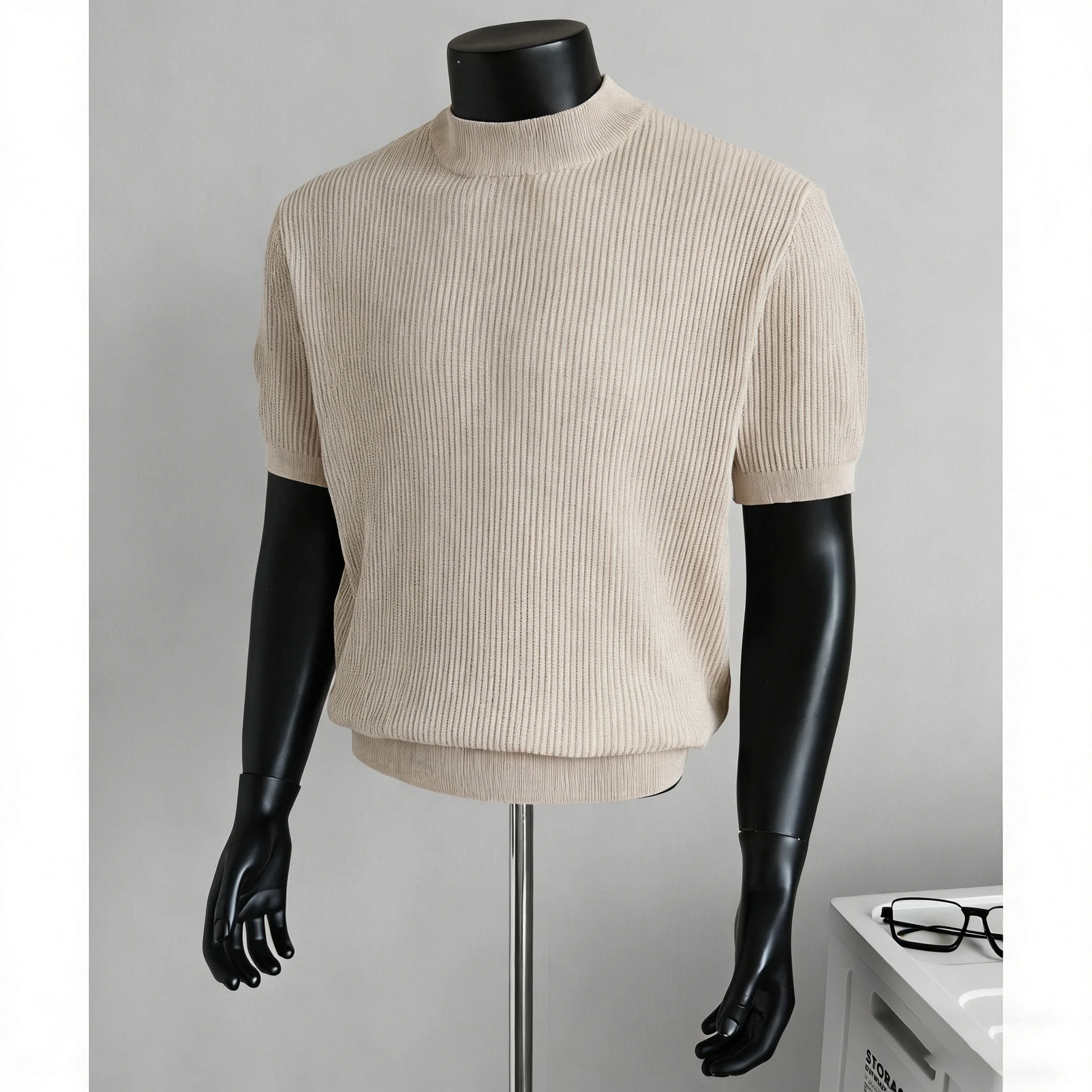 Man Knitting Base Layer 2026 Summer Men Solid Color Ice Silk Knit Tee Henry Collar Slim Fit Short Sleeve T Shirt Breathable Tops
