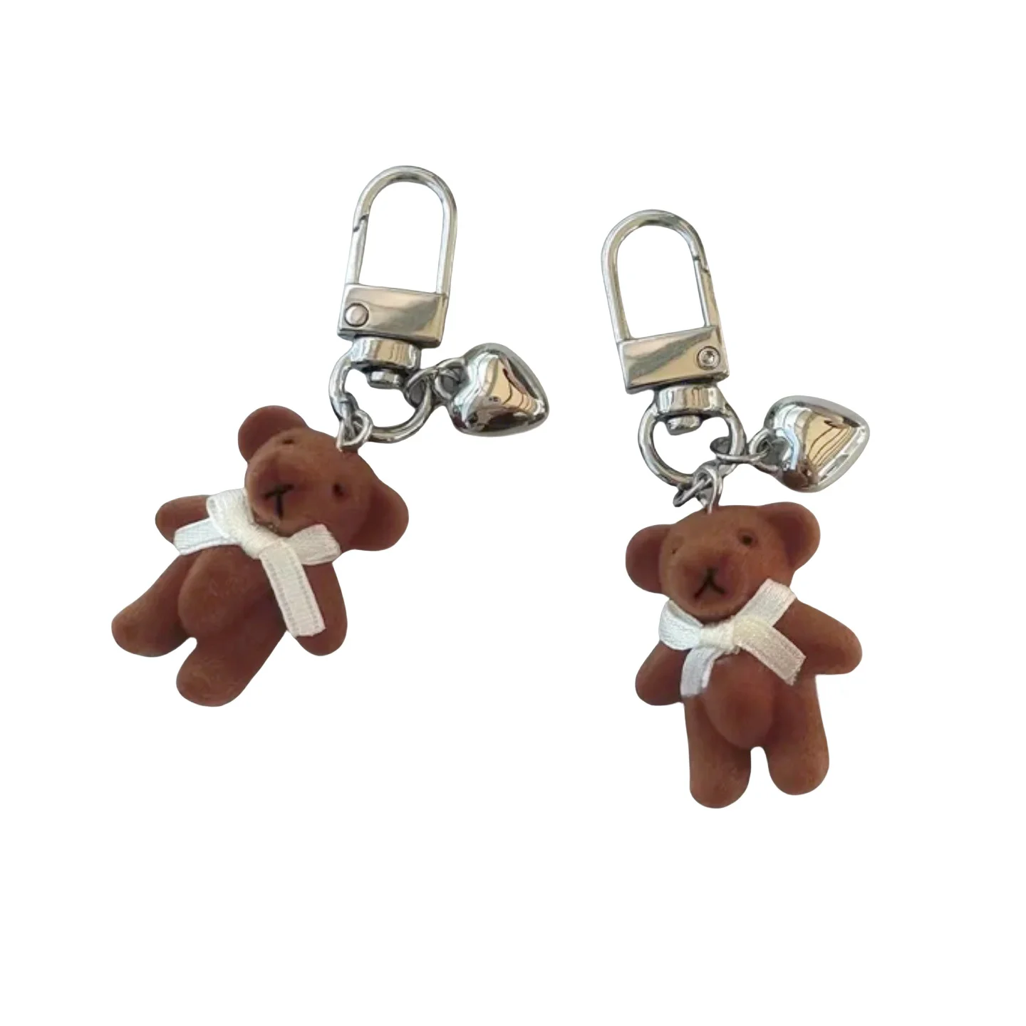 2 pcs/Set Flocked Bear Animal Keychain Charms Cartoon Bear Toys Pendants For Bag Pendant Handbag