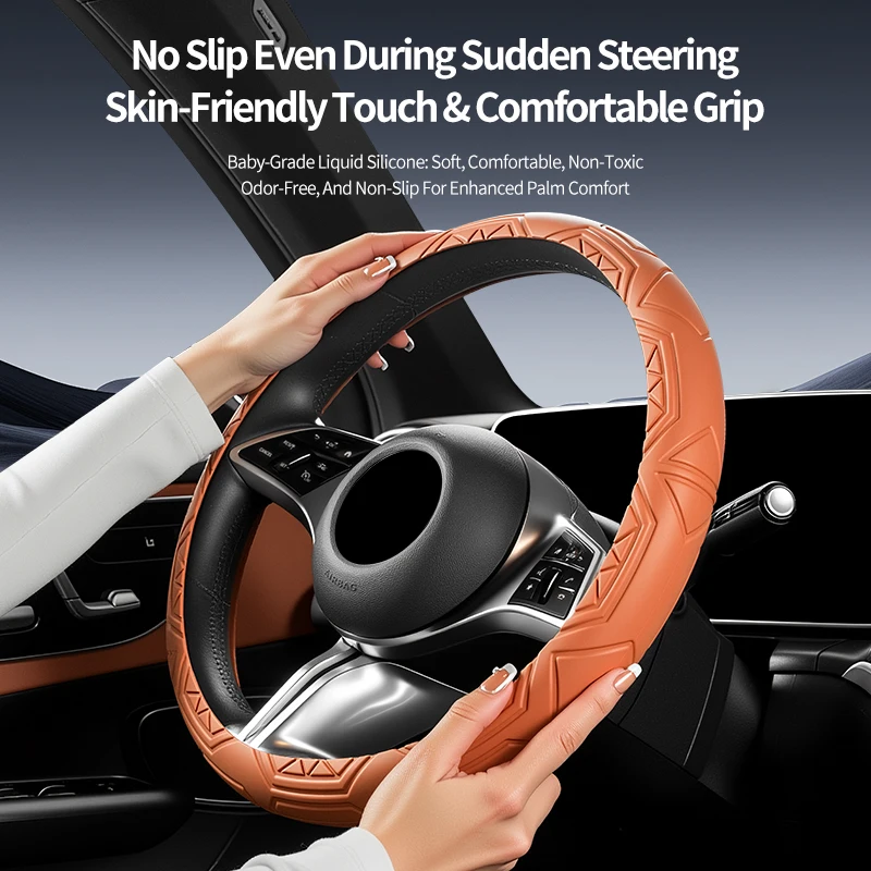 

Liquid Silicone Car Steering Wheel Cover, Ultra-Soft Skin-Friendly Grip, Crack-Proof, Non-Slip Sweat-Absorbent For Mercedes-Benz