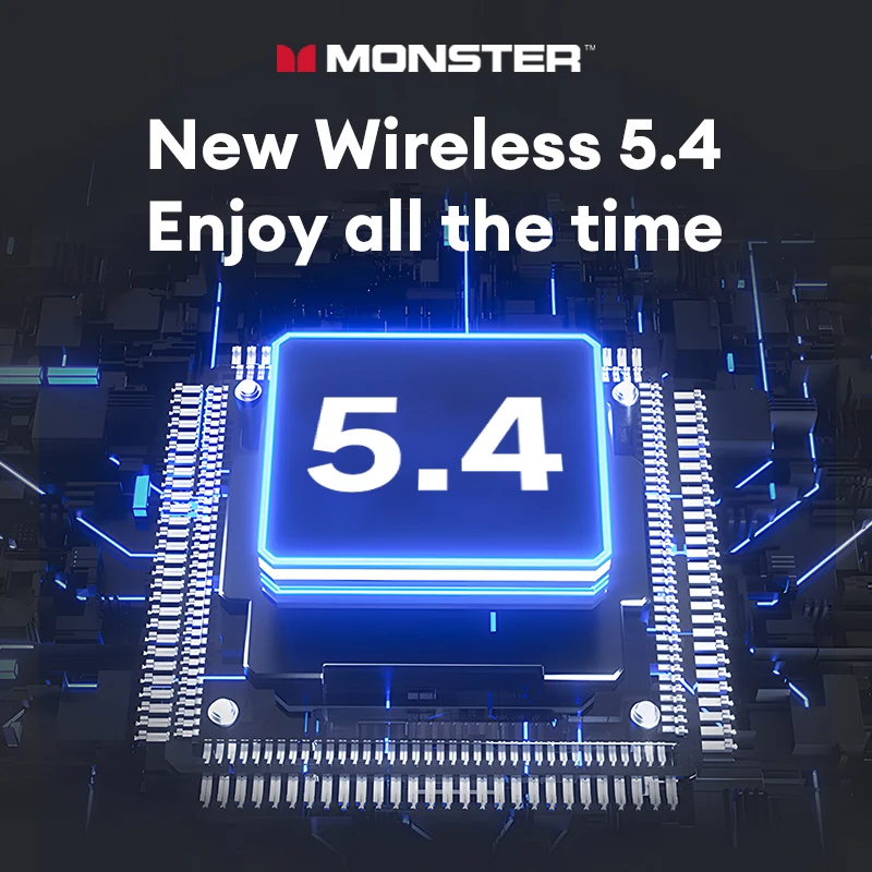 Monster MQT52 Bluetooth 5.4 ヘッドホン TWS ワイヤレスイヤホン マイク付き スポーツイヤホン 通話 ノイズキャンセリング ヘッドセット スマホ対応