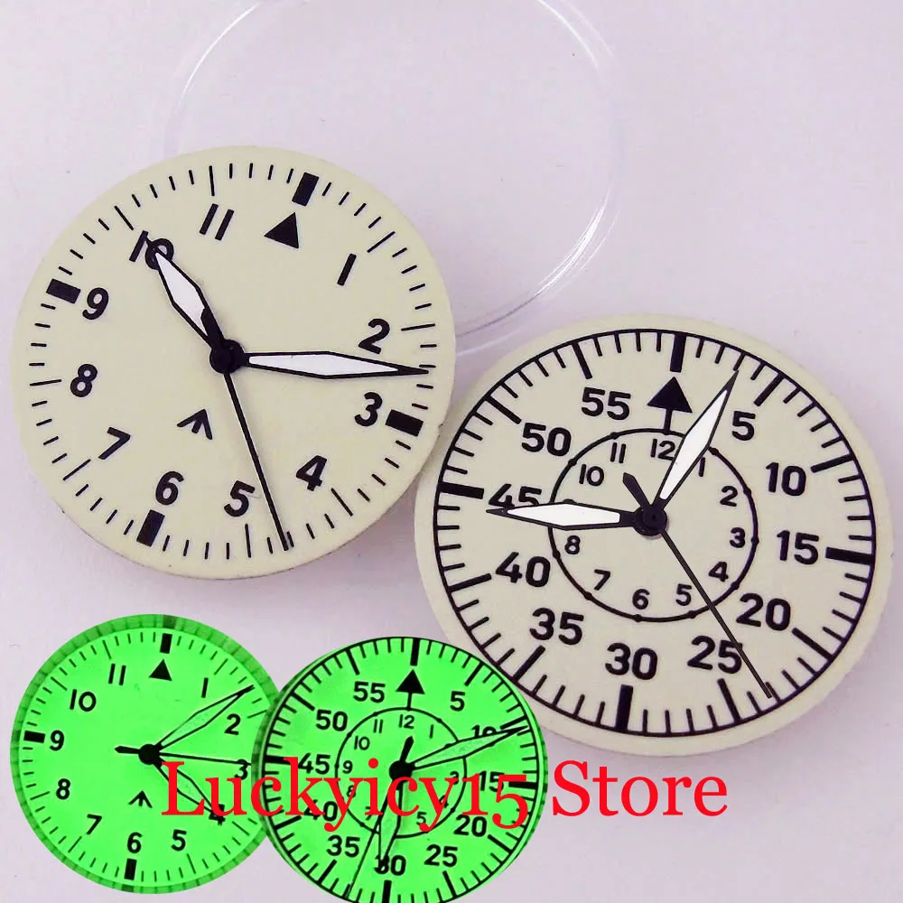 Watch Parts Full Luminous Dial 29mm White Sterile Watch Black Hands Set Fit For NH34A NH35 NH36 NH38 NH72A SKX007 SRP ETA2824 PT