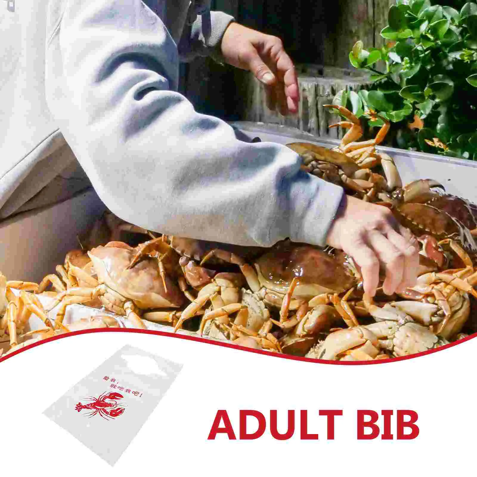 100 Pcs Lobster Bib Bibs for Adults Folding Clothing Protector Eating Women Elderly