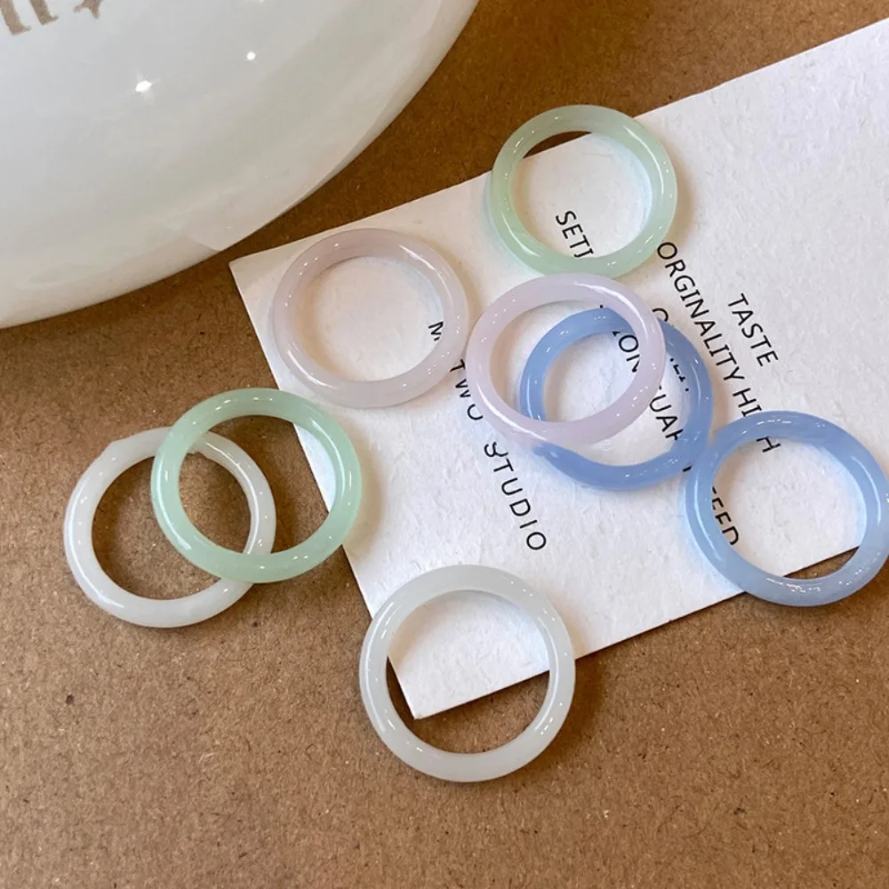 

Plastic Resin Ring Transparent Glass/Lucite Acetic Acid Finger Ring Round Geometric Korean Style Accessories Women