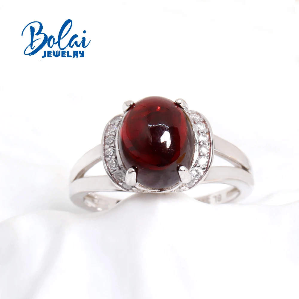 

Light Luxury January Birthstone Natural Garnet Ring 925 Silver Fine jewelry for women Anniversary & Banquet & Party gifts