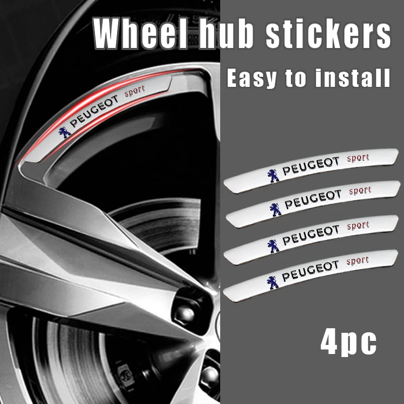 4pcs For Peugeot 206 3D Aluminum Car Emblem Badge Wheel Hub Rim Sticker Decals Accessories 207 307 301 408 3008 2008 308 508 208