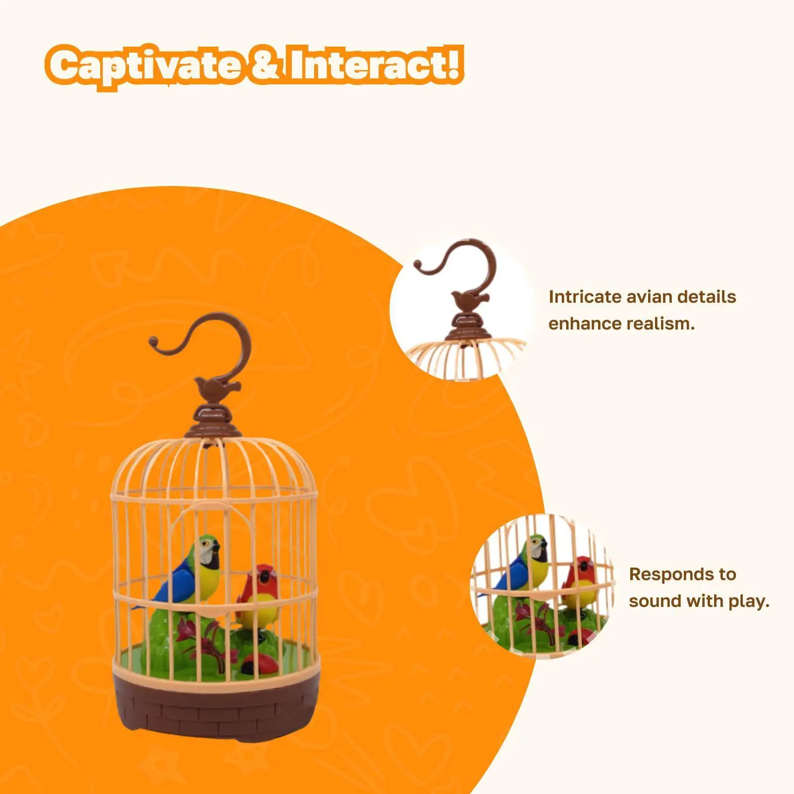 노래하고さえ는 새장 속 새, 음성 인식 움직임, 방 장식품 선물, 아이들과 아기를 위한 말하고さえ는 날개날림