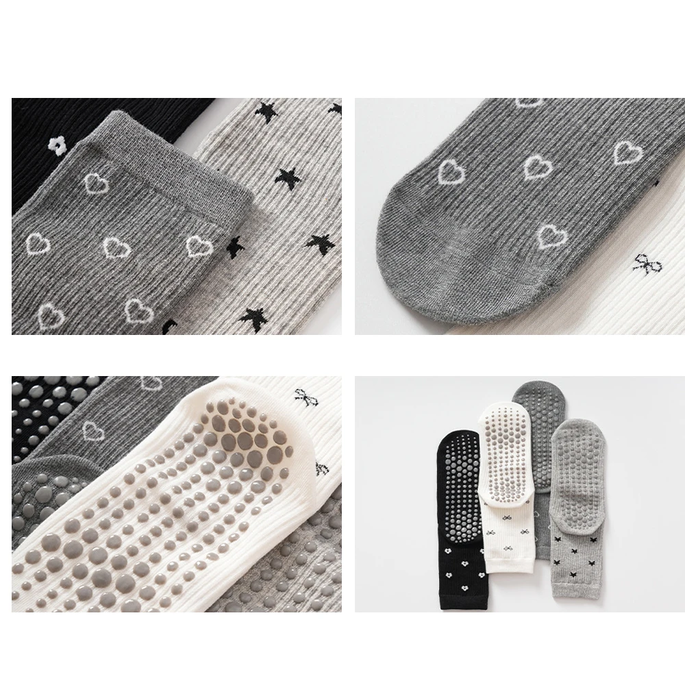 Sweety hearts stars patten Yoga Pilates socks for women Non-slip floor sports Calf socks Fashion all-match trend Pressure socks image 4