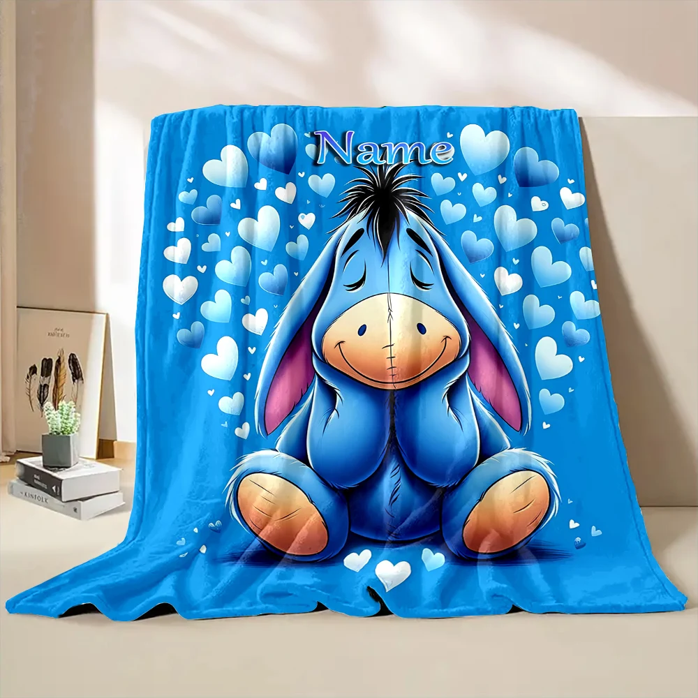 Customized Name Personalized Blanket Disney Pooh Bear Eeyore Children Warm Soft Blankets Home Travel and Comfortable Blanket