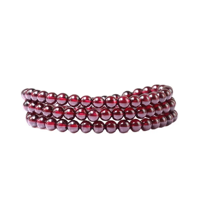 Natural Garnet Bracelet Healing Gemstone Fine Jewelry Women Genuine Pomegranate Stone Three Loop Bracelets Girlfriend Mom Gifts