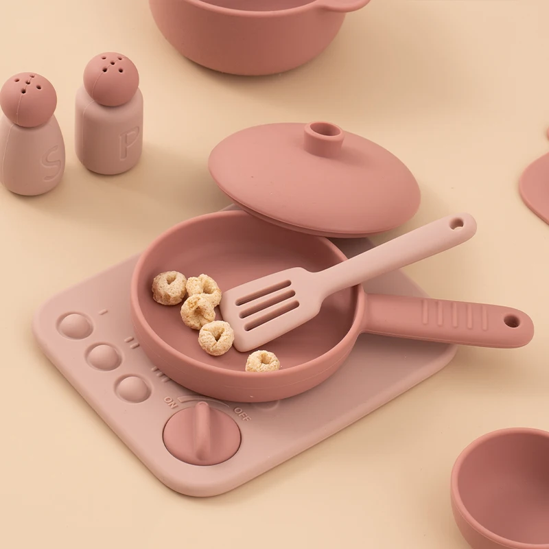 Food Grade Silicone Kitchen Toys Set for Babies Kitchen Accessories Pretend Play Cooking Toy BPA Free Children Educational Toys