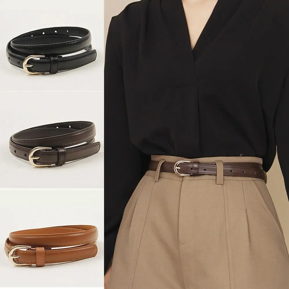 Eenvoudige Dames Pin Gesp Riem Veelzijdige Mode Dunne Tailleband Taille Riem