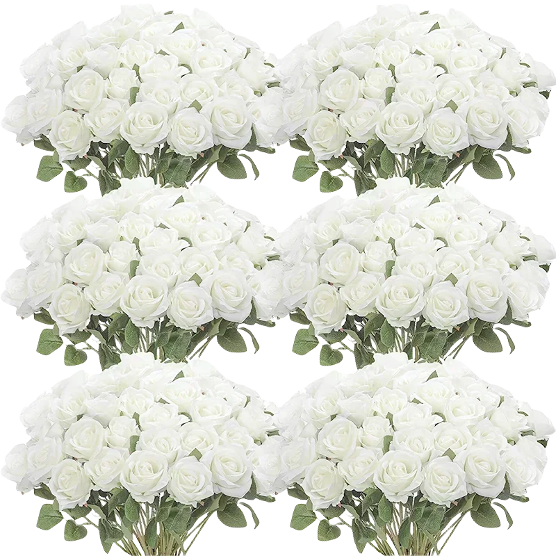 100 stuks kunstmatige rozen bloemen nep zijden rozen boeket voor tafel middelpunt vazen bruiloft feest decor