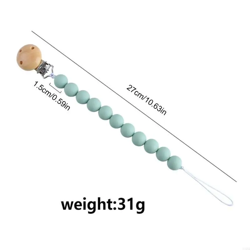 Wooden Bead Pacifier Clips Silicone Dummy Chain Holder Newborn Soother Chains Nipple Holder for Babies L8RB
