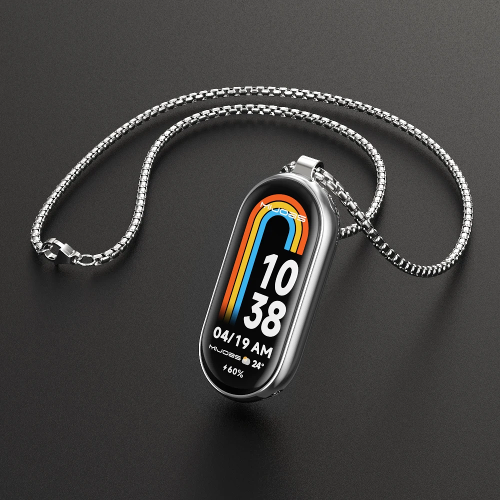 Necklace for Mi Band 8 7 6 5 4 3 Smart Bracelet for Mi Band 9 Strap Metal Wristband for Mi Band 7 6 Hanging Neck Decoration