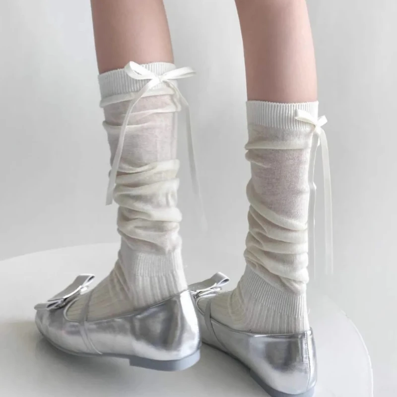 1Pair Lolita Insole Women Summer Ultra Thin Breathable Bow Ribbon Bandage Sweet JK Style Black White Shoe Insoles