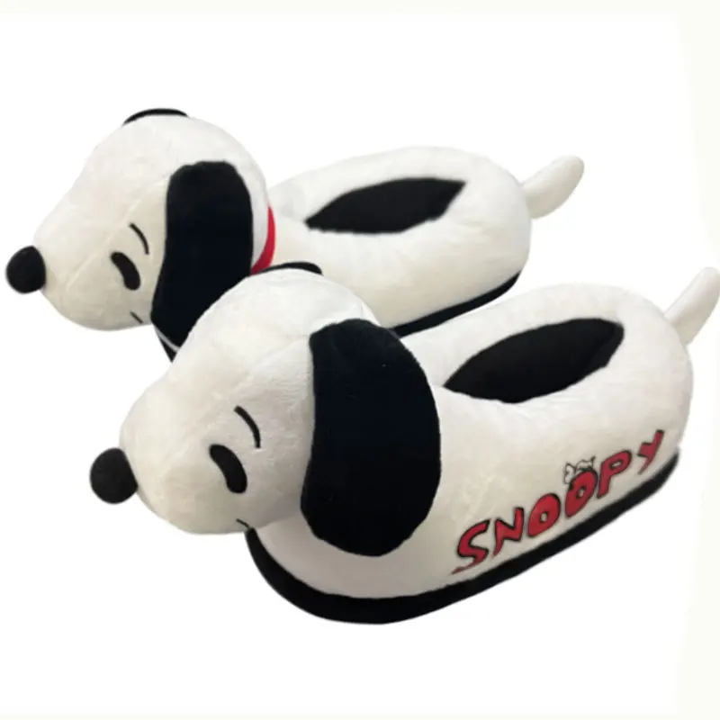 Christmas Kawaii Snoopy Plush Closed Toe Slippers Winter Indoor Outdoor Couple Thick Sole Non Slip Warm Fuzzy Cotton Shoes