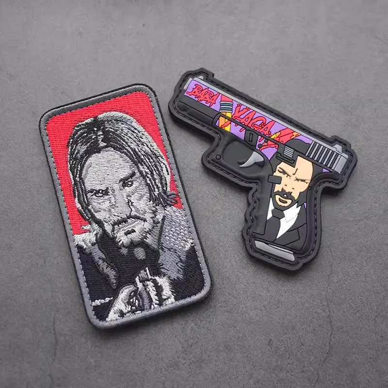 JOHN WICK Embroidered Patches Rectangular Armband Tactical Badges DIY Outdoor Backpack Stickers For Clothing Vest Decal