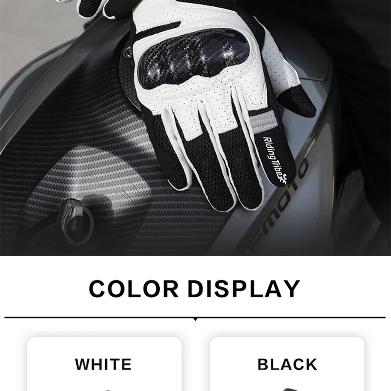 Motorcycle Leather Gloves Carbon Fiber Shell Suitable for Bike Gloves Skateboard Gloves Outdoor Gloves