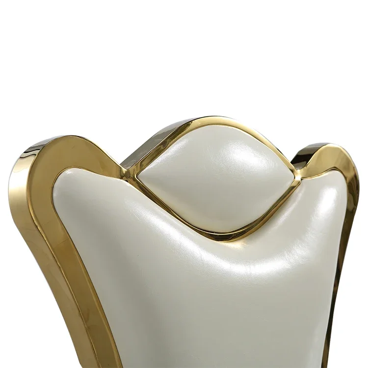 كراسي ذهبية اللون كراسي طعام من الفولاذ المقاوم للصدأ لاستقبال الزفاف #6