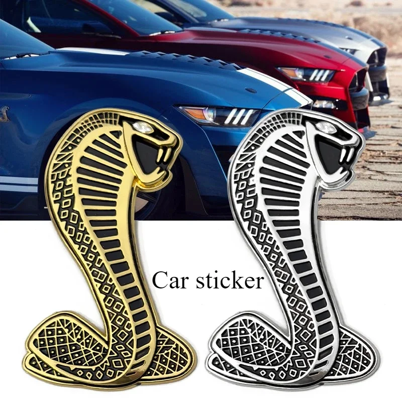 Cool Metal Snake Cobra Car Front Grille Emblem Side Fender Badge Rear Trunk Car Stickers Auto logo Styling Accessories